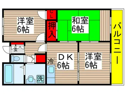 アビタシオン八千代(3DK/2階)の間取り写真