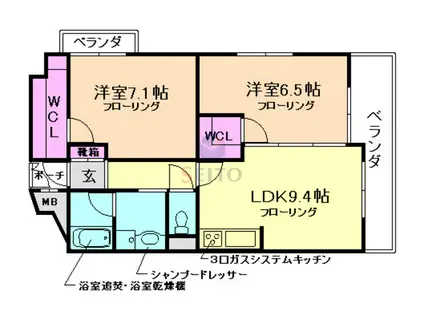 LACASA南桜塚(2LDK/4階)の間取り写真