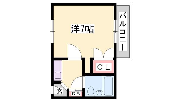シャン I(ワンルーム/2階)の間取り写真