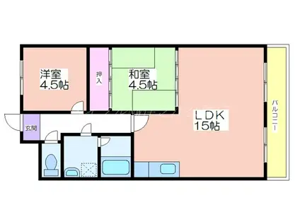 コーポナカイ(2LDK/4階)の間取り写真
