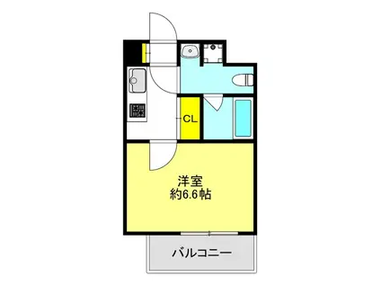ジアコスモ大阪城南(1K/6階)の間取り写真