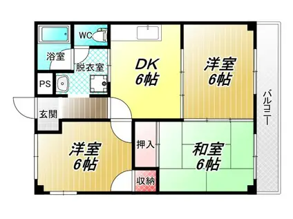 長井マンション(3DK/3階)の間取り写真