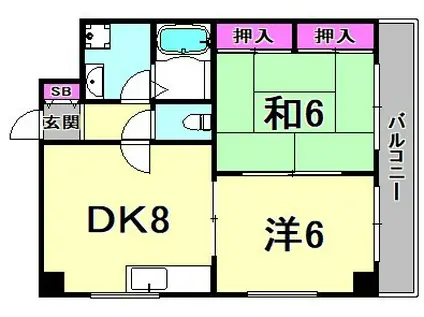 シャンボール塚口(2DK/2階)の間取り写真