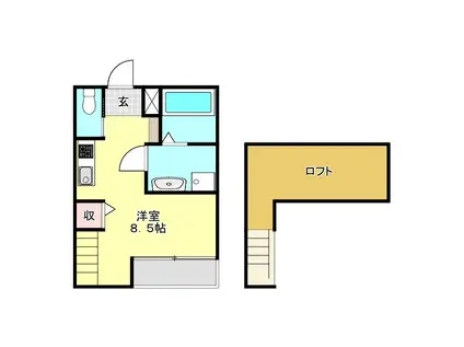 リバーサイド花田(ワンルーム/1階)の間取り写真