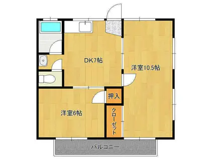 グレイス元吉田(2DK/2階)の間取り写真