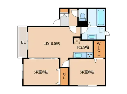 VENUS COURTヴィーナスコート(2LDK/3階)の間取り写真