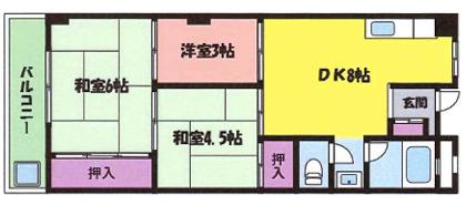 大和スカイハイツ(3DK/3階)の間取り写真