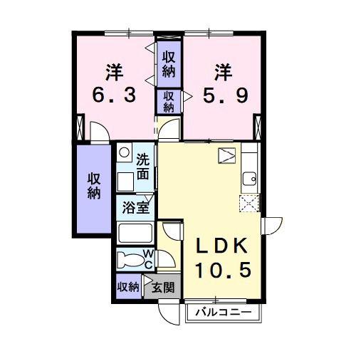 ブリズII(2LDK/1階)の間取り写真