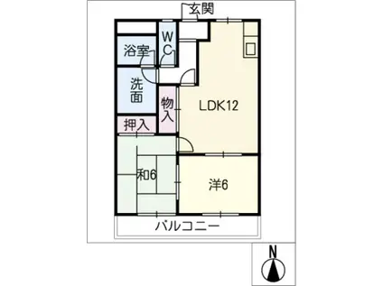 バンティアン(2LDK/2階)の間取り写真