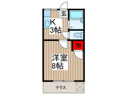 小谷野ハイツA(1K/1階)の間取り写真