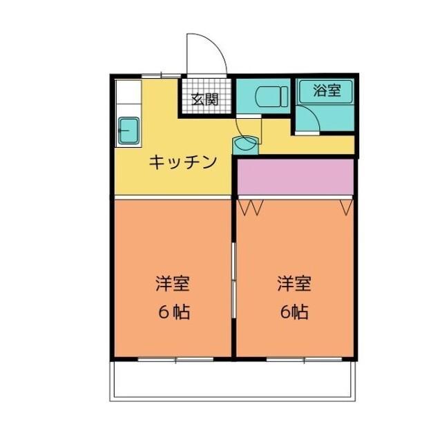 シャトレ上柴(2DK/2階)の間取り写真