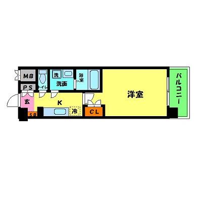 CASSIA高井田 ノース COURT(ワンルーム/1階)の間取り写真