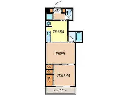 クレスト連坊(2DK/5階)の間取り写真