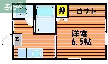 コーポやわらぎ(1K/1階)の間取り写真