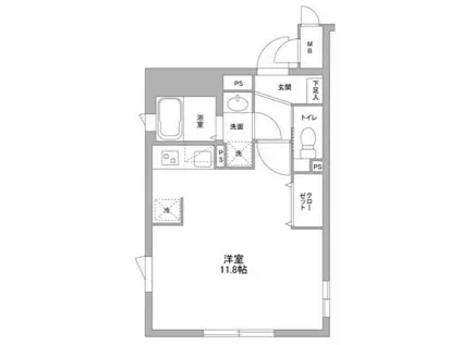 N NTPRレジデンス武蔵小山イースト(ワンルーム/1階)の間取り写真