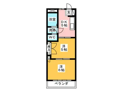 第2フラワーアイランド二本松(2DK/4階)の間取り写真