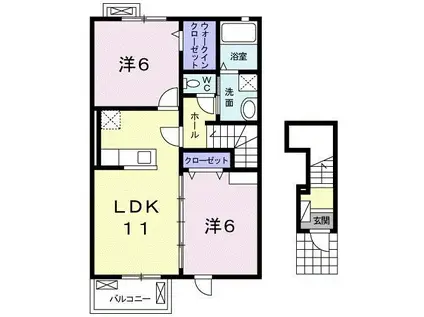 ラピス・アジュール(2LDK/2階)の間取り写真
