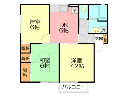 グランドュールハイム(3DK/2階)の間取り写真
