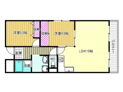 メゾンドール向陽(2LDK/1階)の間取り写真