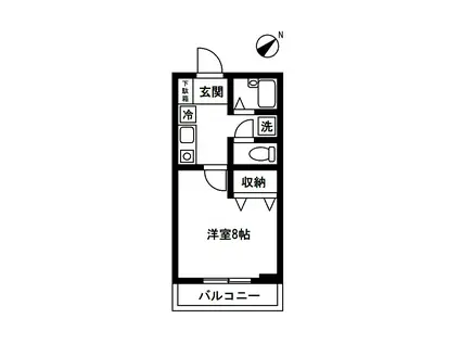 グリーン・ウエスト(1K/2階)の間取り写真