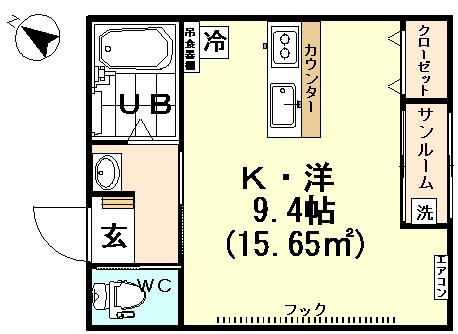 NSコーポ魚津(ワンルーム/1階)の間取り写真