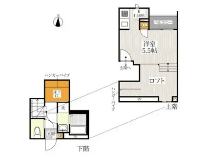 CB南熊本トルテ(1K/2階)の間取り写真