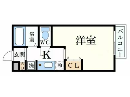 山陽電鉄本線 手柄駅 徒歩22分 3階建 築9年(1K/2階)の間取り写真