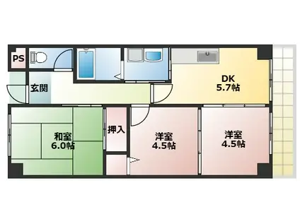マンション晃苑(3DK/4階)の間取り写真