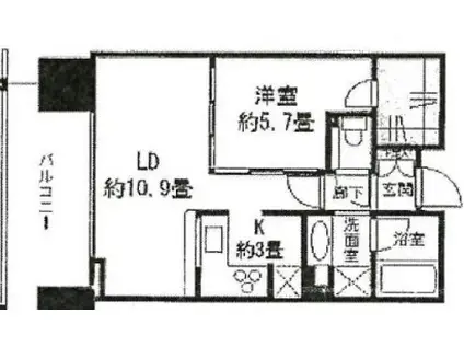 二子玉川ライズタワー&レジデンスタワーウエスト(1LDK/3階)の間取り写真