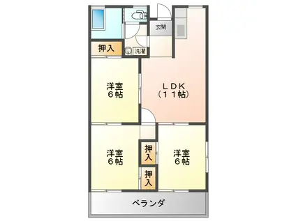 久田ハイツ(3LDK/2階)の間取り写真