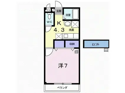 アゼリア HAGA A(1K/2階)の間取り写真