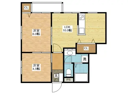 HILL STEAGE TAKAO(2LDK/3階)の間取り写真