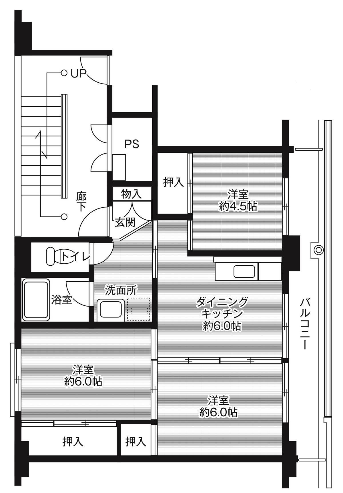 ビレッジハウス寿古2号棟(3DK/2階)の間取り写真