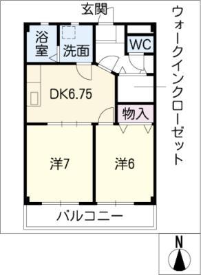 LIS.TRESOR(2DK/2階)の間取り写真