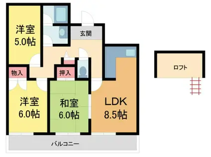 ロイヤルメゾン甲陽園II(3LDK/1階)の間取り写真