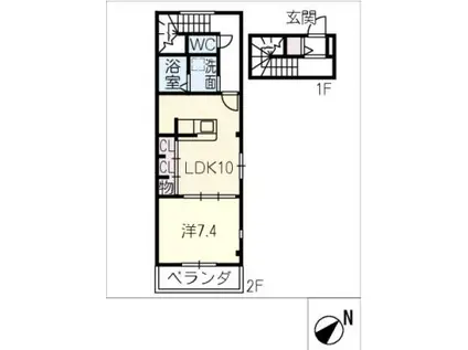 リノア寿(1LDK/2階)の間取り写真