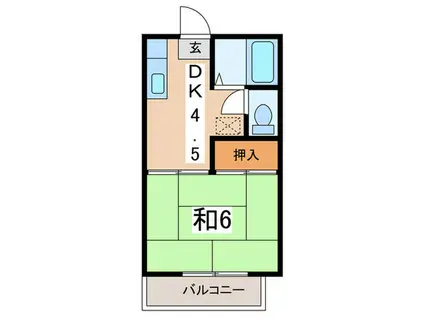 パルハイム二俣川B(1DK/1階)の間取り写真