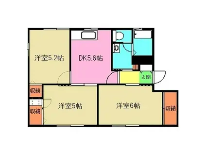 エクセル大井D(3DK/1階)の間取り写真