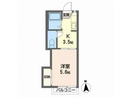 メゾン北五番丁(1K/2階)の間取り写真