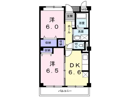 ベルラン88(2DK/4階)の間取り写真
