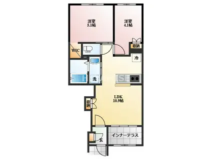 コムズ・ヴィルドミール(2LDK/1階)の間取り写真