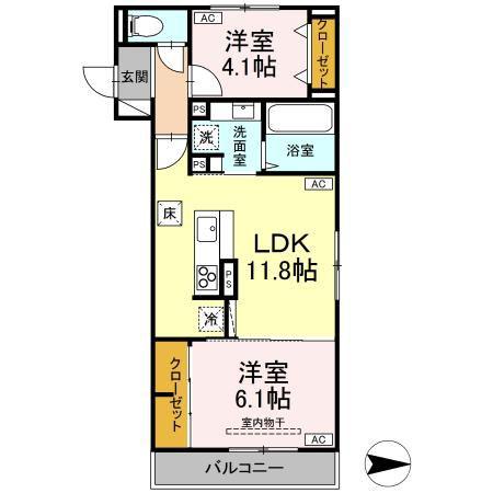 ボヌール T(2LDK/1階)の間取り写真