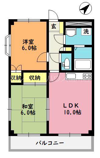 まいやしき(2LDK/2階)の間取り写真