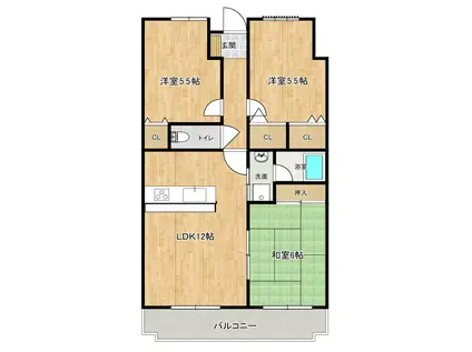 ドリームタウン三和 A棟(3LDK/5階)の間取り写真