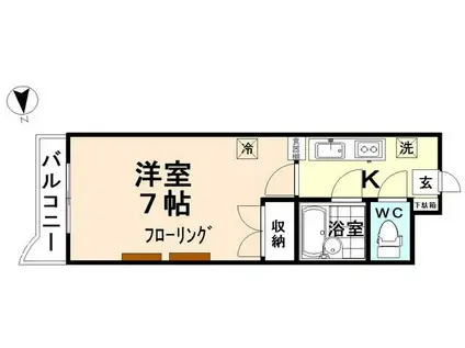 ジョイナス堀川(1K/2階)の間取り写真