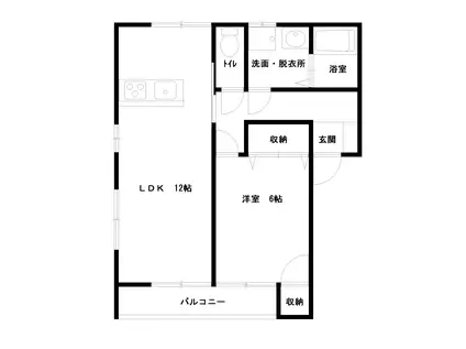 レインボーハイツA(1LDK/2階)の間取り写真
