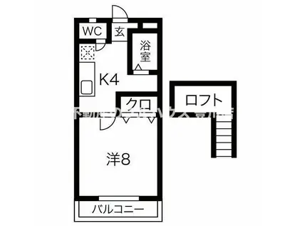 サンハイツサノックスC棟(1K/1階)の間取り写真