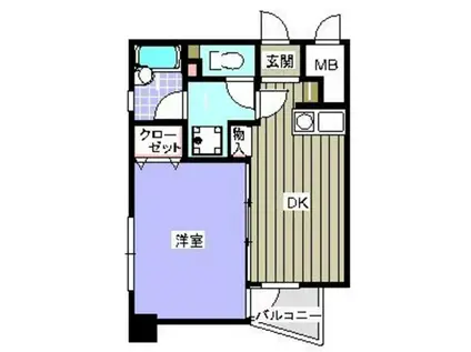 ダイナコートパピヨン吉塚(1DK/12階)の間取り写真