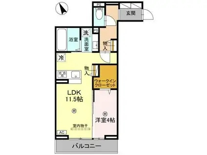 D-PLACE町坪(1LDK/2階)の間取り写真