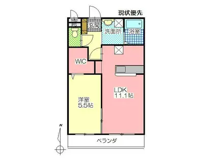 ユーミーなでしこII(1LDK/1階)の間取り写真